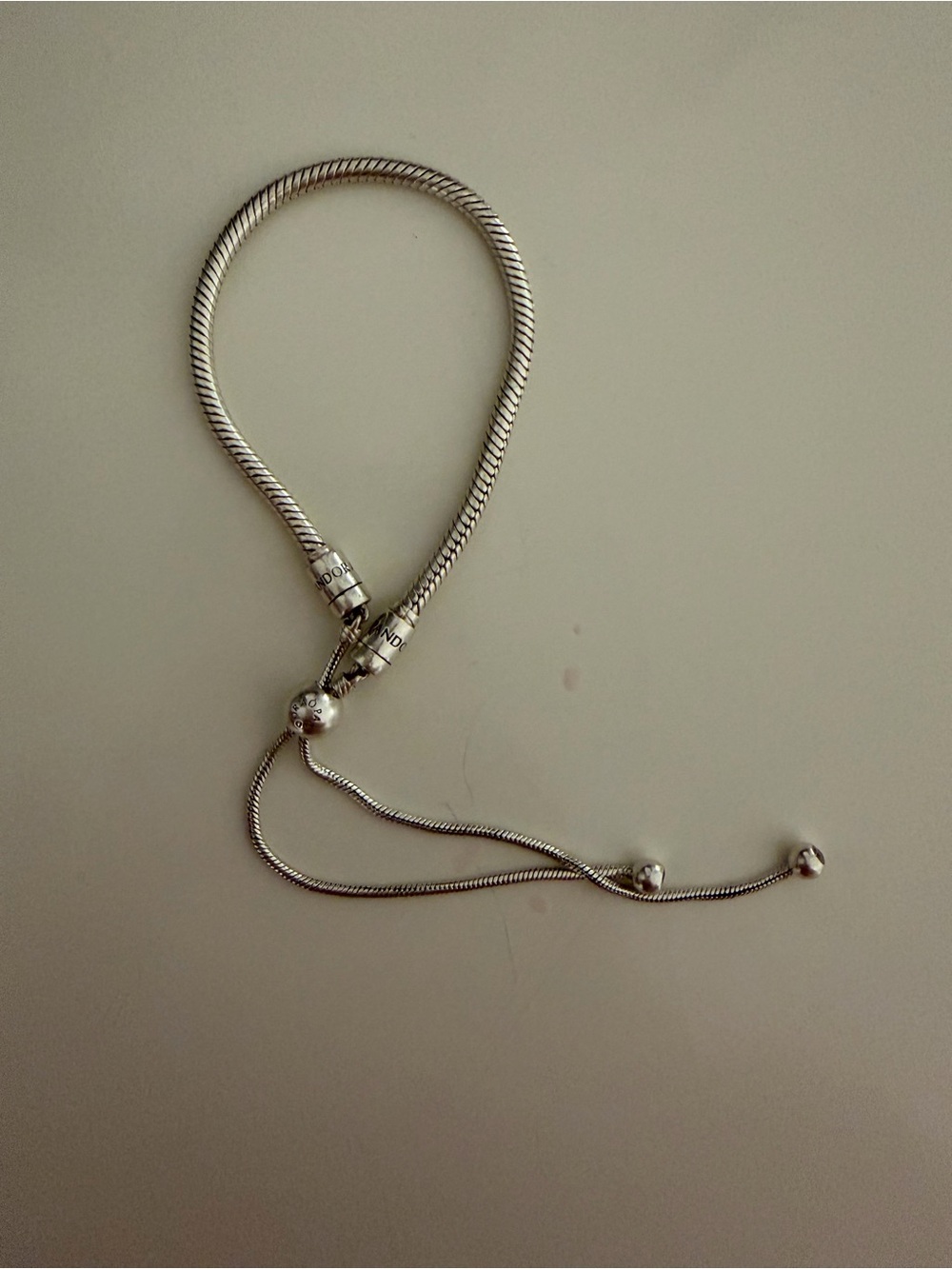 Pandora Polished Silver Adjustable Slider Snake Bracelet